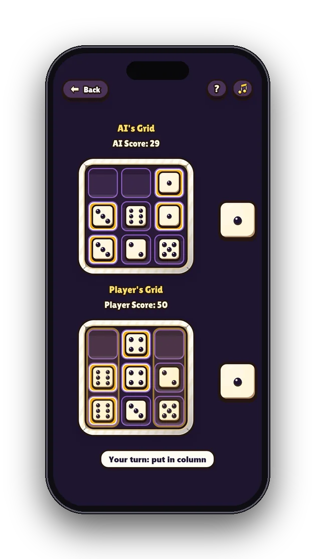 Two boards mid-match with the next die ready to place