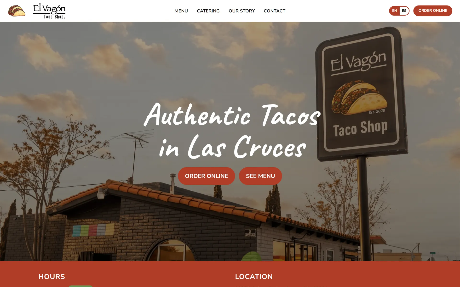 El Vagon Tacos homepage screenshot